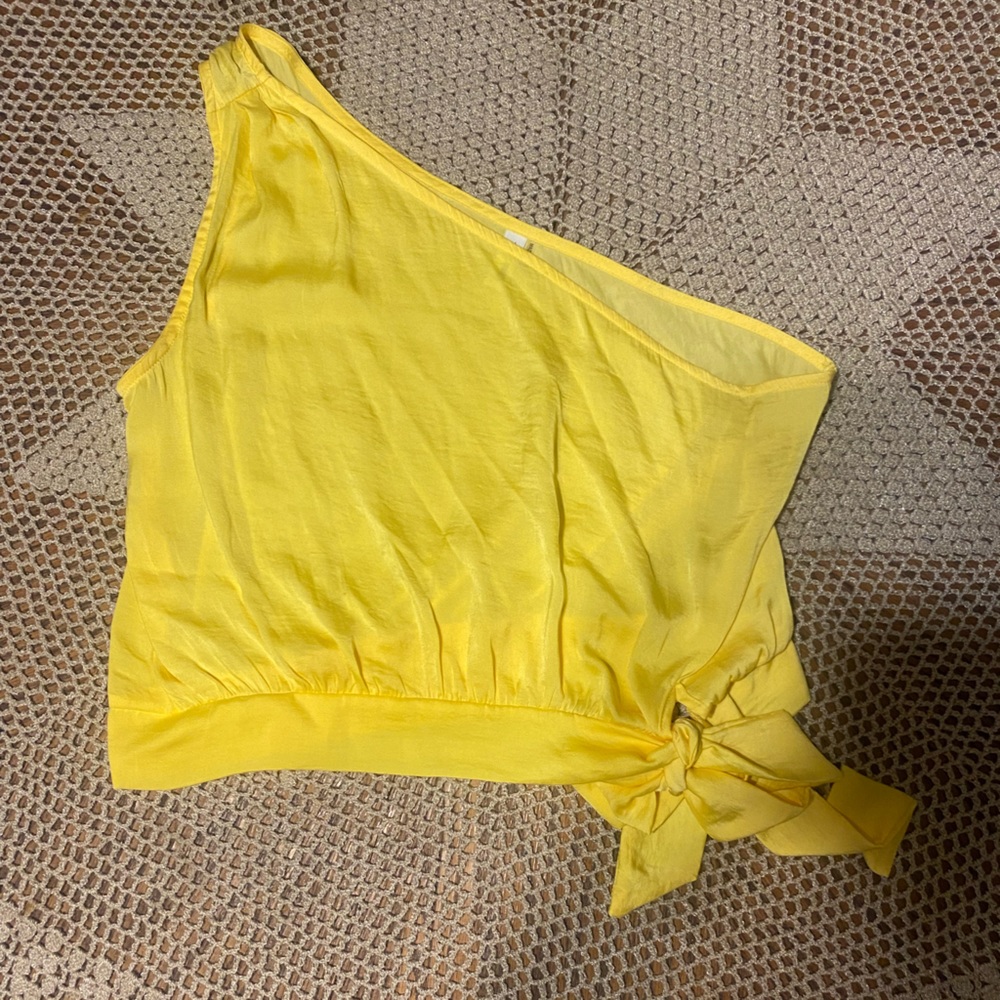 Yellow one shoulder blouse